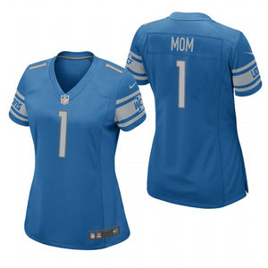 Women's Nike Detroit Lions #1 Dad Blue 2021 Mother's Day Authentic Stitched NFL Jersey