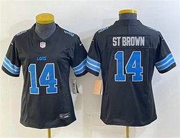 Women's Nike Detroit Lions #14 Amon-Ra St. Brown Black 2024 F.U.S.E. 2nd Stitched Jersey (Run Smaller)