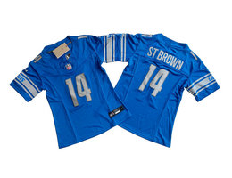 Women's Nike Detroit Lions #14 Amon Ra St Brown Blue 2023 F.U.S.E. Authentic Stitched NFL Jersey