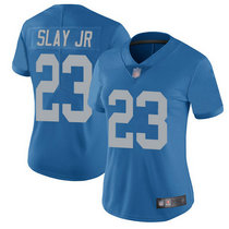 Women's Nike Detroit Lions #23 Darius Slay JR Blue Throwback Vapor Untouchable Authentic Stitched NFL Jersey