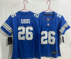 Women's Nike Detroit Lions #26 Jahmyr Gibbs Blue 2024 Authentic Stitched NFL Jersey