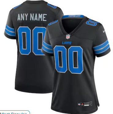 Women's Nike Detroit Lions Customized Black 2024 Authentic Stitched NFL Jerseys