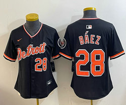 Women's Nike Detroit Tigers #28 Javier Baez Black 28 front 2026 Authentic Stitched MLB Jersey