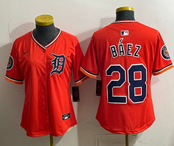 Women's Nike Detroit Tigers #28 Javier Baez Orange 2026 MLB Jersey