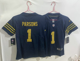 Women's Nike Green Bay Packers #1 Micah Parsons Throwback Blue Vapor Untouchable NFL Jersey
