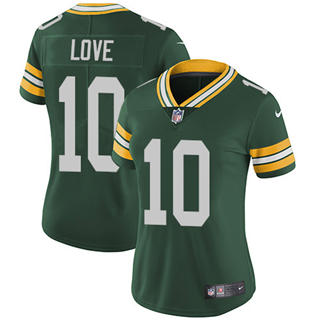 Women's Nike Green Bay Packers #10 Jordan Love Green Vapor Untouchable Authentic Stitched NFL Jersey