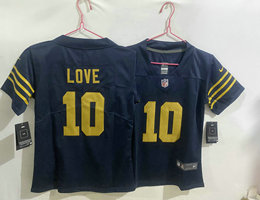 Women's Nike Green Bay Packers #10 Jordan Love Navy throwback NFL Jersey