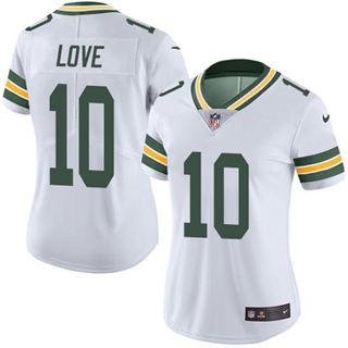 Women's Nike Green Bay Packers #10 Jordan Love White Vapor Untouchable Authentic Stitched NFL Jersey