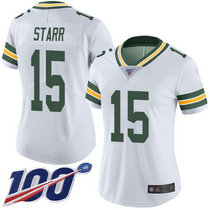 Women's Nike Green Bay Packers #15 Bart Starr 100th Season White Vapor Untouchable Limited Authentic Stitched NFL Jersey