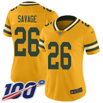 Women's Nike Green Bay Packers #26 Darnell Savage Jr 100th Season Gold Inverted Legend Vapor Untouchable Authentic Stitched NFL jersey