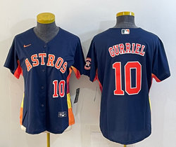 Women's Nike Houston Astros #10 Yuli Gurriel Navy #10 in Front Authentic Stitched MLB Jersey