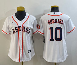 Women's Nike Houston Astros #10 Yuli Gurriel White with patch Authentic Stitched MLB Jersey