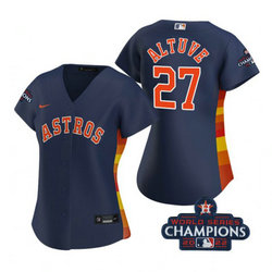 Women's Nike Houston Astros #27 Jose Altuve 2022 World Series Champions Navy Game Authentic Stitched MLB Jersey