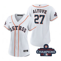 Women's Nike Houston Astros #27 Jose Altuve 2022 World Series Champions White Game Authentic Stitched MLB Jersey