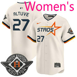 Women's Nike Houston Astros #27 Jose Altuve Cream 2025 City Stitched MLB Jersey