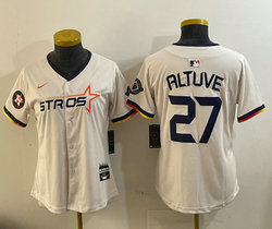 Women's Nike Houston Astros #27 Jose Altuve Cream 3(III) Joint Stitched MLB Jersey