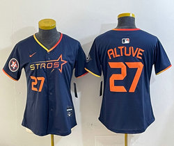 Women's Nike Houston Astros #27 Jose Altuve Navy 3(III) Joint Authentic Stitched MLB Jersey