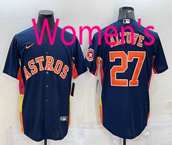 Women's Nike Houston Astros #27 Jose Altuve Navy Blue logo Game Authentic Stitched MLB Jersey