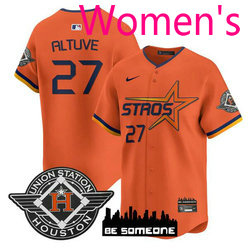 Women's Nike Houston Astros #27 Jose Altuve Orange 2025 City Stitched MLB Jersey