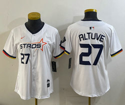 Women's Nike Houston Astros #27 Jose Altuve White 3(III) 27 front Joint Stitched MLB Jersey
