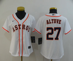 Women's Nike Houston Astros #27 Jose Altuve White Game Authentic Stitched MLB Jersey