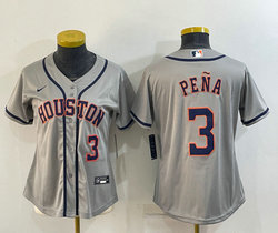 Women's Nike Houston Astros #3 Jeremy Pena #3 Gray Authentic Stitched MLB Jersey
