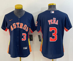 Women's Nike Houston Astros #3 Jeremy Pena Navy #3 IN Front Authentic Stitched MLB Jersey