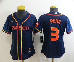 Women's Nike Houston Astros #3 Jeremy Pena Navy 2022 City Authentic Stitched MLB Jersey