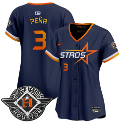 Women's Nike Houston Astros #3 Jeremy Pena Navy 2025 City Stitched MLB Jersey