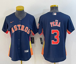 Women's Nike Houston Astros #3 Jeremy Pena Navy Authentic Stitched MLB Jersey