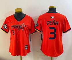 Women's Nike Houston Astros #3 Jeremy Pena Orange 3(III) Joint Authentic Stitched MLB Jersey