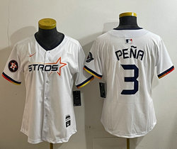 Women's Nike Houston Astros #3 Jeremy Pena White 3(III) Joint Authentic Stitched MLB Jersey