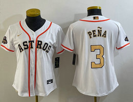 Women's Nike Houston Astros #3 Jeremy Pena White Champions Authentic Stitched MLB Jersey
