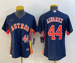 Women's Nike Houston Astros #44 Yordan Alvarez Navy 44 in front Authentic Stitched MLB Jersey