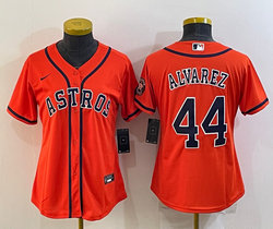 Women's Nike Houston Astros #44 Yordan Alvarez Orange with patch Authentic Stitched MLB Jersey