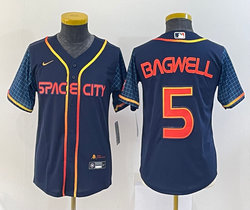 Women's Nike Houston Astros #5 Jeff Bagwell Navy 2022 City Game Authentic Stitched MLB Jersey