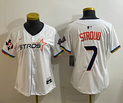 Women's Nike Houston Astros #7 C.J. Stroud White 4(IV) Joint Authentic Stitched MLB Jersey