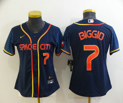 Women's Nike Houston Astros #7 Craig Biggio Navy 2022 City #7 in front Game Authentic Stitched MLB Jersey