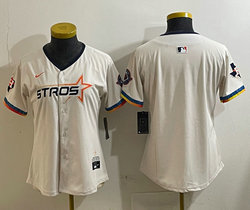 Women's Nike Houston Astros Blank Cream 4(IV) Joint Authentic Stitched MLB Jersey