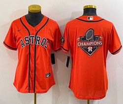 Women's Nike Houston Astros Blank Orange with big champion logo Authentic Stitched MLB Jersey