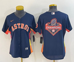 Women's Nike Houston Astros Navy big champion logo Authentic Stitched MLB Jersey