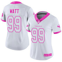 Women's Nike Houston Texans #99 J.J. Watt Limited White Pink Rush Fashion Authentic Stitched NFL Jersey