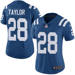 Women's Nike Indianapolis Colts #28 Jonathan Taylor Blue Vapor Untouchable Authentic Stitched NFL Jersey