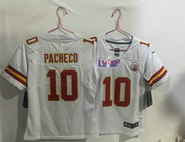 Women's Nike Kansas City Chiefs #10 Isiah Pacheco White Vapor Untouchable With 2024 Super Bowl (LVIII ) patch Jersey