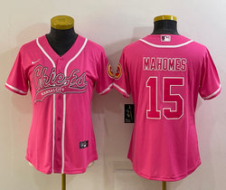 Women's Nike Kansas City Chiefs #15 Patrick Mahomes Pink Joint Authentic Stitched baseball jersey