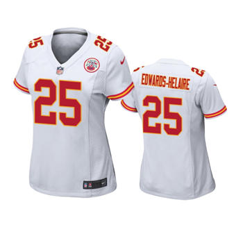 Women's Nike Kansas City Chiefs #25 Clyde Edwards-Helaire White Vapor Untouchable Authentic stitched NFL jersey