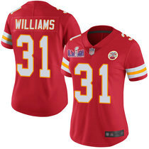 Women's Nike Kansas City Chiefs #31 Darrel Williams Red Vapor Untouchable With 2024 Super Bowl (LVIII ) patch Jersey