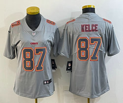 Women's Nike Kansas City Chiefs #87 Travis Kelce Gray Atmosphere Authentic Stitched jersey