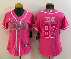 Women's Nike Kansas City Chiefs #87 Travis Kelce Pink Joint Authentic Stitched baseball jersey