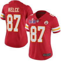 Women's Nike Kansas City Chiefs #87 Travis Kelce Red Vapor Untouchable With 2024 Super Bowl (LVIII ) patch Jersey